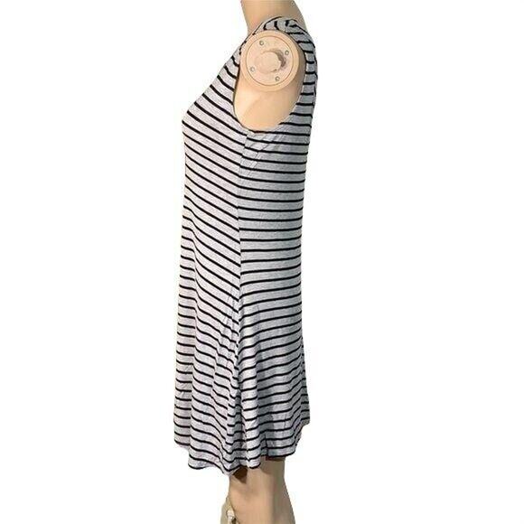 Olivia Rae Womens Sundress Striped Casual Sleeveless Black and Gray Medium - Picture 4 of 8